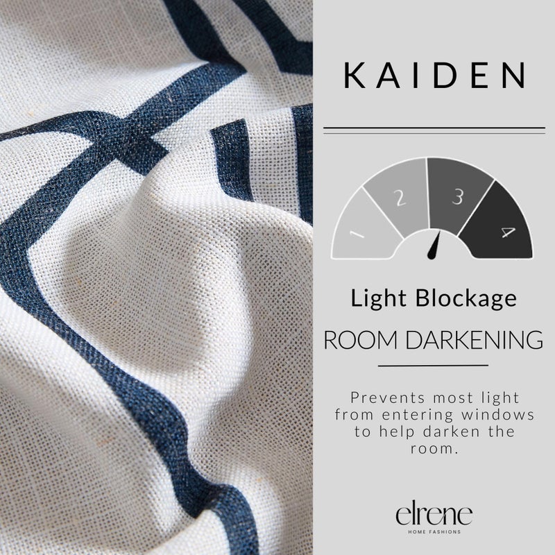 Elrene Home Fashions Kaiden Geometric Room-Darkening Window Curtain, Single Panel, 52" W x 95" L (1 Panel), Indigo - Image 4